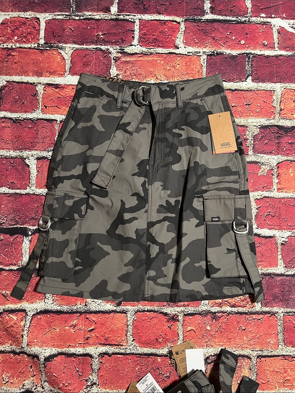 Vans Women's Camo A-Line Cargo Skirt in Grey & Black